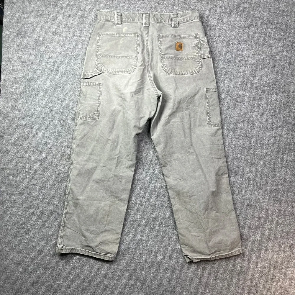 Carhartt Dungaree Carpenter Pants Men's Gray Pockets Relaxed Workwear‎ - 32X28.5